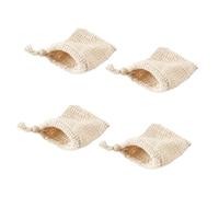 Toyvian 4pcs Cotton Linen Drawstring Soap Pouches 11x14cm Buckle, Exfoliating Soap Net Bags for Face Cleansing and Bathroom Use