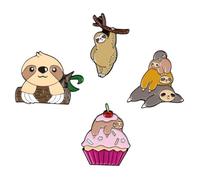 Toyvian 4pcs Creative Cartoon Sloth Alloy Brooch Drip Oil Finish Pins for Casual Clothes Decorative Badges Gift for Family and Friends Stylish Accessories for Jackets and Bags