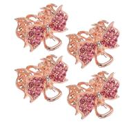 Toyvian 4pcs Crystal and Diamond Hair Clip Sparkling Rhinestone Claw Clips Cute Bow Shape Design for Ponytail Stylish Hair for Women Party