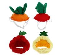 Toyvian 4Pcs Cute Fruit Pet Hat for Dogs and Cats Adorable Headdresses for Parties Halloween and Everyday Wear Includes Pineapple Apple Pumpkin Leaf and Strawberry Leaf