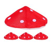 Toyvian 4pcs Cute Red Mushroom Hat: Kids Cosplay Accessory For Party Festival And Themed Events - Comfortable Material Mushroom Hat Headdress 18cm Inner