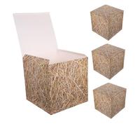 Toyvian 4pcs Decorative Hay Bales Paper Boxes for Autumn Harvest Rustic Western Style Straw Decor for Farmhouse Country Parties Cowboy Themes and Fall Festival Settings