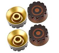 Toyvian 4pcs Deep Coffee Brown Guitar Potentiometer Knobs Electric Bass Volume Tone Control Caps Plastic Replacement Knobs for Professional Instrument Sound Adjustment