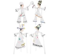 Toyvian 4pcs DIY Chinese Shadow Puppet Craft Kit for Traditional Hand Puppet with Coloring Activity Cultural Learning for Family Interaction and Creative Play