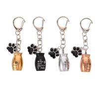 Toyvian 4pcs Dog Urn Keychain Memorial Pendant with Paw Print Alloy Charm | Discreet Keepsake for Bereaved PET Parents, Rustic Kawaii Style, Bag Accessory for Cats and Home
