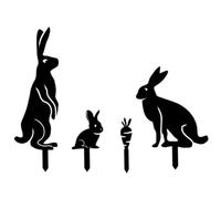 Toyvian 4pcs Easter Bunny Sign Stakes Cute Acrylic Garden Decorations for Lawn Pathway and Courtyard Easy to Install Easter Party Outdoor Decor