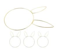 Toyvian 4pcs Easter Bunny Wire Wreath Frame Set Sturdy Iron Metal Bunny Head Shape for DIY Crafts and Front Doors, Easter Wreath Making Supplies in Golden Colour