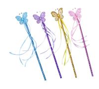 Toyvian 4pcs Fairy Wand and Tiara Butterfly Shaped Stick Glitter Boys and Girls Girls Party Props