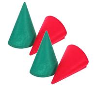 Toyvian 4pcs Felt Dwarf Cone Hats for Christmas Party and Halloween Costume Elf Headwear for Adults and Bright Red and Green Holiday Accessories for Cosplay and Theatrical Performances