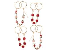 Toyvian 4pcs Floral Shoe Charms Chain with Crystal Rhinestones for Women DIY Bling Shoe Accessories with Delicate Rose Flower Design for Weddings Birthdays and Romantic Occasions