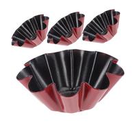 Toyvian 4Pcs Flower-Shaped Egg Tart Molds Carbon Steel Non-Stick Baking Cups Reusable for DIY Cakes Jelly Pudding Muffins in