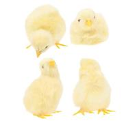 Toyvian 4pcs Fluffy Realistic Baby Chicks Easter Decorations: Simulated Plush Chicken Decorations Realistic Yellow Furry Chicken Spring Easter Chicks Decor Set Housewarming Presents for Home