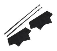 Toyvian 4pcs Flute Cleaning Rod and Cloth Set Piccolo Cleaning Supplies for Instrument Maintenance and Scratch Black