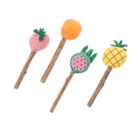Toyvian 4pcs Fruit Shaped Cat Teaser Cute Interactive Kitten Accessories for Stress Relief and Dental Cleaning Funny Cat Play and Pets