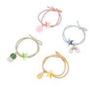 Toyvian 4pcs Girl Hair Ties Set with Floral, Milk Tea, Hot Air Balloon and Multicolor Patterns, Soft Elastic Hair Scrunchies for Women, Colorful Head Ropes for Everyday Hairstyles