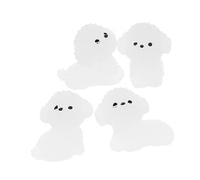 Toyvian 4pcs Glow Dark Miniature Bichon Frise Resin Dog Figurines Durable Garden Decor with Lifelike Craft Design for DIY Aquarium Table Centerpieces Party Favors
