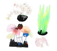Toyvian 4pcs Glowing Aquarium Plants Artificial Coral Reef Decorations for Fish Tank Lifelike Plastic Ornaments with Nighttime Glow for Unique Underwater Aesthetics