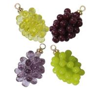 Toyvian 4Pcs Grape Pendant Charms for DIY Jewelry Making, Bracelet and Earring Charms, Resin Fruit Decorative Pendants in Purple and Green Shades for Necklace Accessories