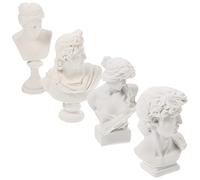 Toyvian 4pcs Greek Statue of David Apollo Kotonu Figurines Classic Roman Bust Greek Mythology Resin Sculpture Gypsum Statues Replica Sculptures Figurines