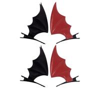 Toyvian 4pcs Halloween Bat Wing Hair Clips Pu Leather Devil Wings Hairpins Black and Red for Party Cosplay Hair Accessories