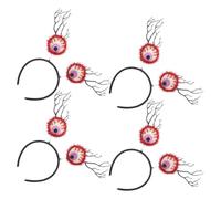 Toyvian 4pcs Halloween Eyeball Headbands with Elastic Plastic Band, Spooky and Photo-ready Costume Hair Hoops for Party Cosplay and Haunted House Accessories