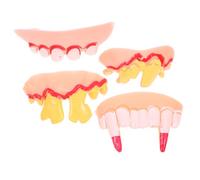 Toyvian 4pcs Halloween Fake Teeth Props Lifelike Dentures for Cosplay Parties Pranks Create Spooky Atmosphere with Ugly Costume Accessories for Haunted Houses Halloween Decorations