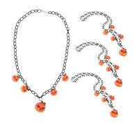 Toyvian 4pcs Halloween Pumpkin Bead Necklace Lightweight Scary Charm Jewelry for Women Men Creepy Pendant Choker for Cosplay Themed Parties and Stage Props