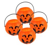 Toyvian 4pcs Halloween Sweet Bowl Candy Jar Pumpkin Shape Decorative Pumpkin Bucket for Halloween Parties