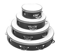 Toyvian 4pcs Handheld Tambourine Drum Natural Percussion Instruments for Boys and Girls and Adults Lightweight and Compact Rhythm Dynamics for Dance Parties and Education