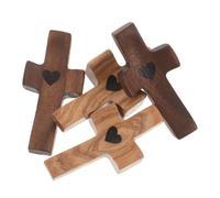 Toyvian 4pcs Handheld Wooden Crosses for Pocket Prayers, Natural and Elegant Look, Comfortable for Meditation and Religious Ceremonies, Soothing Companion for Christian Faith