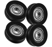 Toyvian 4pcs Heavy Duty Sliding Roller Pulley with Pom Material and Good Toughness, Efficient Black Track Guide Wheel for Track Doors and Windows, for Daily Life and Replacing Old