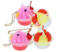 Toyvian 4pcs Ice Cream Keychain Charms Kawaii Ice Cream Pendant Accessories for Women Cute Key Ring for Bags and Backpacks