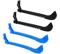 Toyvian 4pcs Ice Skate Protective Covers Adjustable PVC Guards for Blades | Black and Blue Two Pair Pack, Comfortable Fit, Antislip Design, for Hockey and Figure Skating