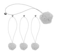 Toyvian 4pcs Interactive Cat Scratching Post Replacement Balls with Bells for Cat Trees Tower Hanging Gray Balls with Dual Elastic Bands Play and Activity