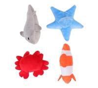 Toyvian 4pcs Interactive Ocean Themed Catnip Bite Resistant Plush Cat for Indoor Cats Fun Stress Relief Teeth Grinding for Kittens Mixed Designs