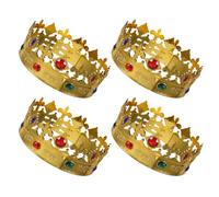 Toyvian 4Pcs King Crown Hat Set, Gold Plastic Royal King Crown Headband for Boys, Halloween Cosplay Costume Accessory, Birthday Party and Carnival Headwear