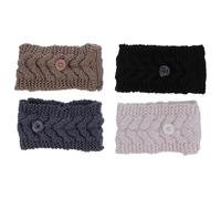 Toyvian 4pcs Knitted Wool Button Headband for Mask Wearing, Elastic Hair Band with Button to Prevent Mask Ear Rope from Winding, Keep Warm and Comfortable for Winter Fitness Use