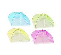 Toyvian 4PCS Large Foldable Food Cover Tents with Stainless Steel Frame and Mesh Screen Reusable Umbrella Dome Protectors for BBQ Picnic Outdoor Parties Keep Bugs and Flies Random Color
