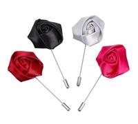 Toyvian 4pcs Men’s Lapel Brooch Pins Set, Alloy Formal Suit Collar Pins in Black, Burgundy, Silver, and Rose Red for Wedding, Business, and Party Accessories
