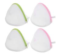 Toyvian 4pcs Mesh Bra Wash Bags for Delicates, Cup-shaped Triangle Zippered Laundry Protector Bags for Underwear and Sports Bras, Suitable for Washing Machine, Green Pink