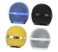 Toyvian 4pcs Microphone Grille Heads Metal Mesh Cover Replacement Microphone Grill Heads for Singer Bands Public Speakers in Black Gold Sky and White
