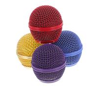 Toyvian 4pcs Microphone Mesh Grill Head Replacement Colourful Metal Grille Gold Red Purple Sky Azure Wireless Mic Parts
