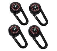 Toyvian 4pcs Mini Compass Keychain with Sturdy Carabiner Weather-resistant Portable Navigation Tools for Outdoor Camping Hiking Survival and Adventure