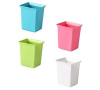 Toyvian 4Pcs Mini Desktop Trash Bins with Cover Odor Isolation Compact Sundry Storage Boxes for Office Home Kitchen Tabletop Organizer in Mixed Colors