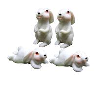 Toyvian 4Pcs Mini Resin Rabbit Statue Set Adorable Bunny Modeling Tabletop Ornament for Bonsai Garden Desktop Decor Lightweight Durable Collectible Animal Figurines