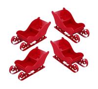 Toyvian 4pcs Mini Sleigh Centerpiece Christmas Decoration Vibrant Small Sled Ornament for Holiday Tabletop Lightweight Festive Figurine for Party and Candy Storage Seasonal Display