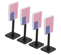 Toyvian 4pcs Miniature American Flags for Army Action Figures Independence Day Building Bricks Accessories for Kids Play Set