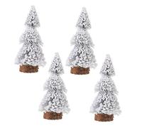 Toyvian 4Pcs Miniature Artificial Christmas Trees Tabletop Xmas Pine Needle Decor for Home Office Party Festival Lightweight Flat Bottom Snow Flocked Pinecone Ornaments