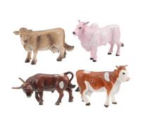 Toyvian 4pcs Miniature Cow Ornaments Plastic Cow Models Mini Animals Figurines for Desktop Bonsai Garden Decor Stable and Lightweight