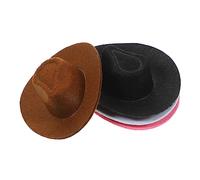 Toyvian 4pcs Miniature Cowboy Hats Nonwoven Tiny Adorable Doll Accessories Lightweight Party Decorations for Dollhouse Cosplay and Photography Random Color